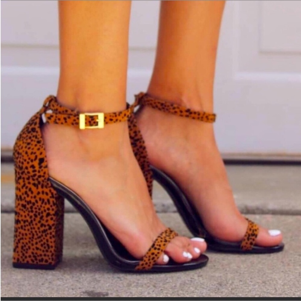 Leopard Print Ankle Strap Sandals